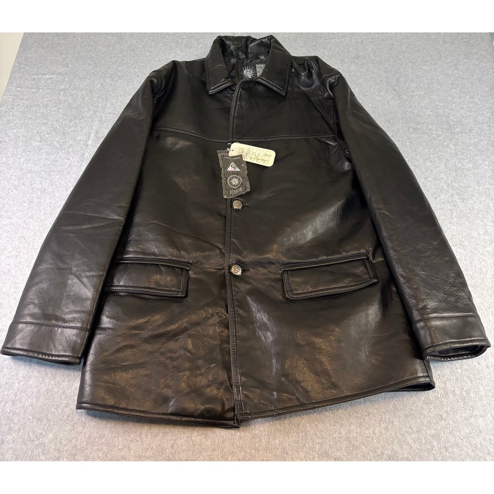 Gruppo Italiano Tessile Faux Leather Jacket Mens Medium Black